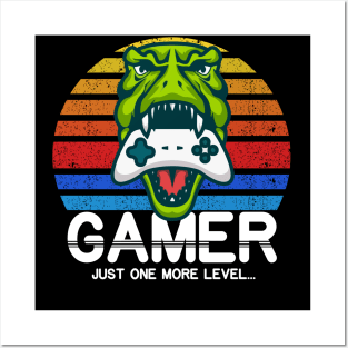 Gamer T-Rex T-Shirt Posters and Art